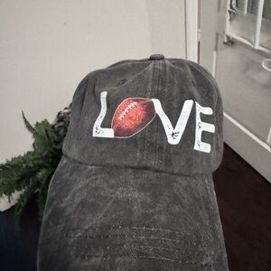 Gray Love Football Cap